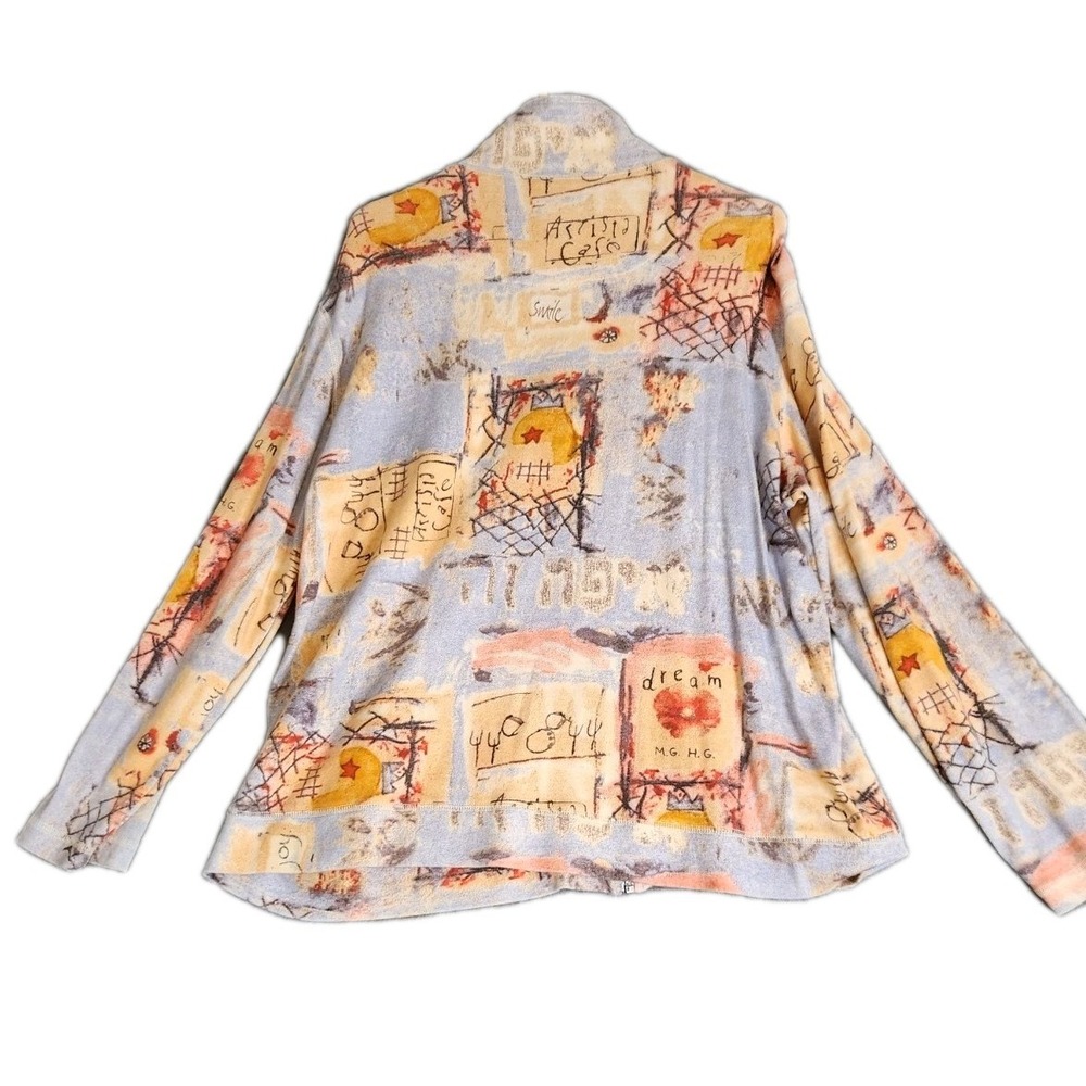 Chico's Jacket Oversized 100% Cotton Primitive Print Zippered Women's Sz 3 (XL) - Picture 2 of 7